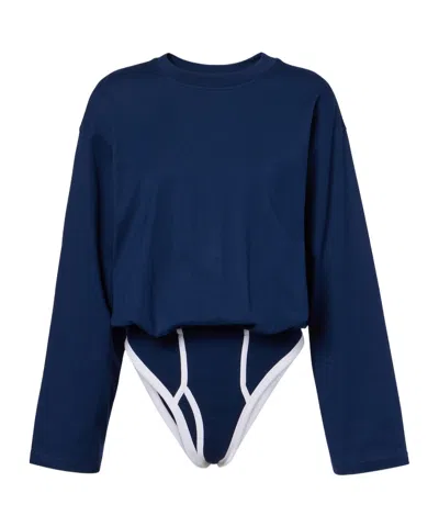 Jean Paul Gaultier Cotton Bodysuit In Brown