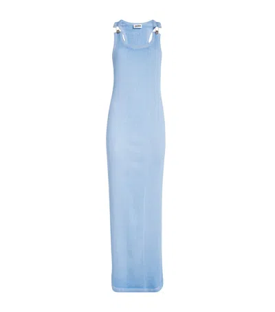 Jean Paul Gaultier Cotton Buckle-detail Maxi Dress In Light Blue