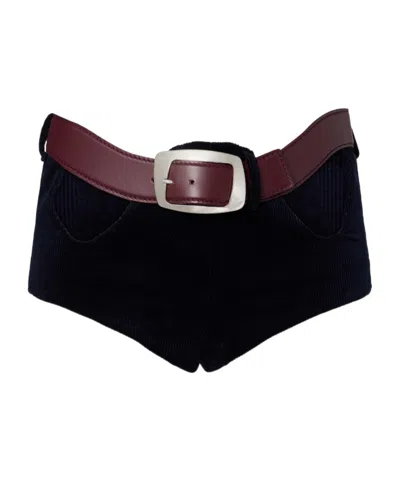 Jean Paul Gaultier Cotton Corduroy Micro Shorts In Black