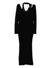 Jean Paul Gaultier Black Ribbed Twisted Double Layer Piercing Midi Dress
