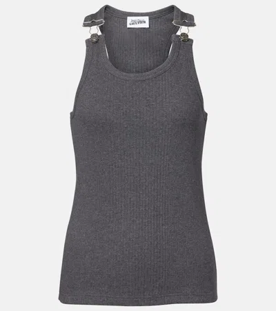 Jean Paul Gaultier Cotton Jersey Tank Top In Gray