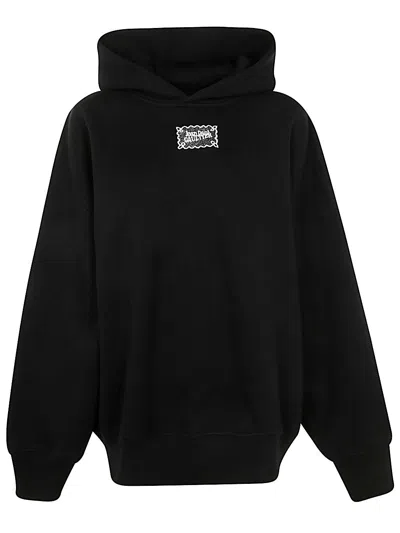 JEAN PAUL GAULTIER JEAN PAUL GAULTIER COTTON OVERSIZED HOODIE WITH "LACE LABEL" TRANSFER