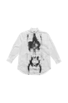 Jean Paul Gaultier White Cotton Shirt With Skeleton Print Front And Back