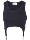 Jean Paul Gaultier Cotton Ribbed Bra With Lingerie Garter In Black