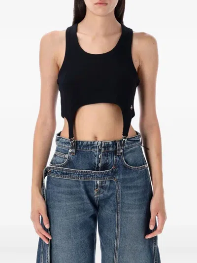 JEAN PAUL GAULTIER JEAN PAUL GAULTIER COTTON RIBBED BRA WITH LINGERIE GARTER CLOTHING