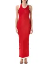 Jean Paul Gaultier Cotton Ribbed Double Layer Dress In Red