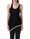 Jean Paul Gaultier Cotton Ribbed Twisted Double Layer Tank Top In Black