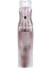 Jean Paul Gaultier Ribbed Cotton Long Dress With Printed Corset