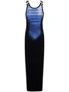 Jean Paul Gaultier Ribbed Long Dress ''le Mâle'' In Black Blue