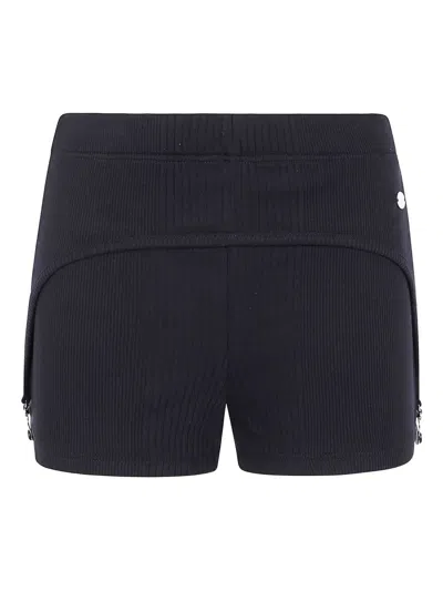 Jean Paul Gaultier Cotton Ribbed Mini Short With Lingerie Garter In Black