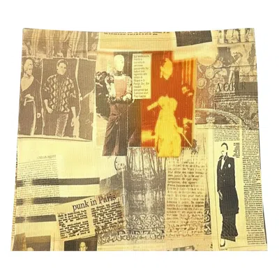 Pre-owned Jean Paul Gaultier Cotton Ribbed Mini Skirt Printed Journal 'ecru/light Grey/red' | Yellow | Women's