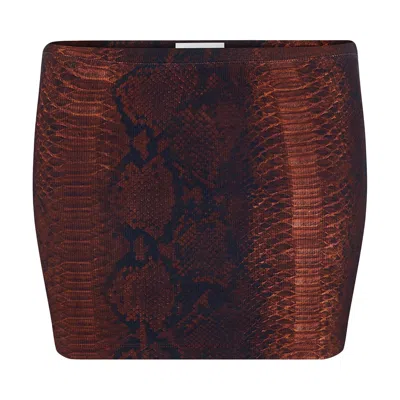 Pre-owned Jean Paul Gaultier Cotton Ribbed Mini Skirt Printed "python" 'brown/black' | Women's Size L