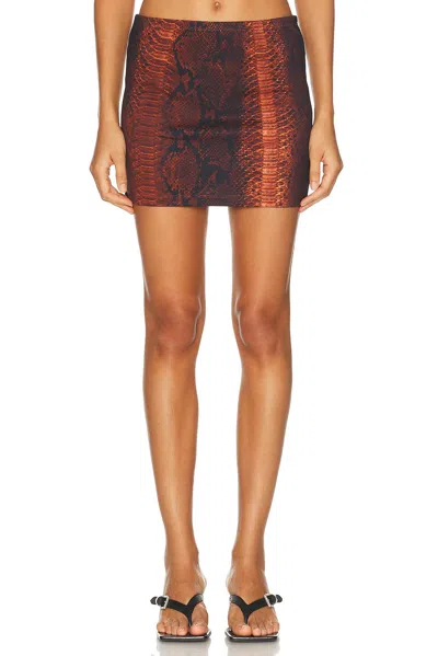 Jean Paul Gaultier Cotton Ribbed Printed Python Mini Skirt In Brown