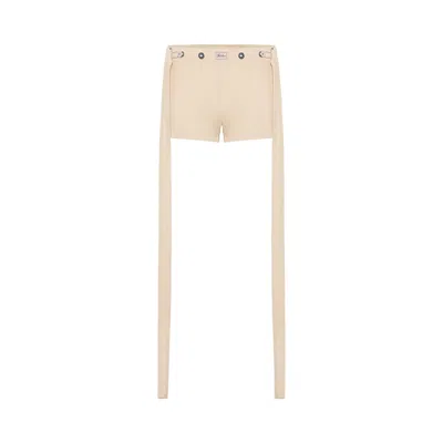 Pre-owned Jean Paul Gaultier Cotton Ribbed Short With "gaultier" Patch/overall Buckles 'nude' | Pink | Women's