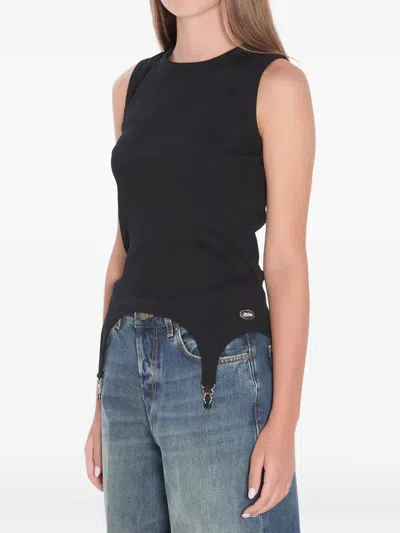 JEAN PAUL GAULTIER JEAN PAUL GAULTIER COTTON RIBBED TANK TOP WITH LINGERIE GARTER