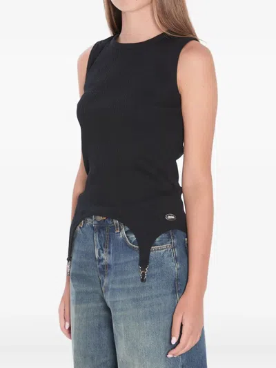 JEAN PAUL GAULTIER JEAN PAUL GAULTIER COTTON RIBBED TANK TOP WITH LINGERIE GARTER CLOTHING