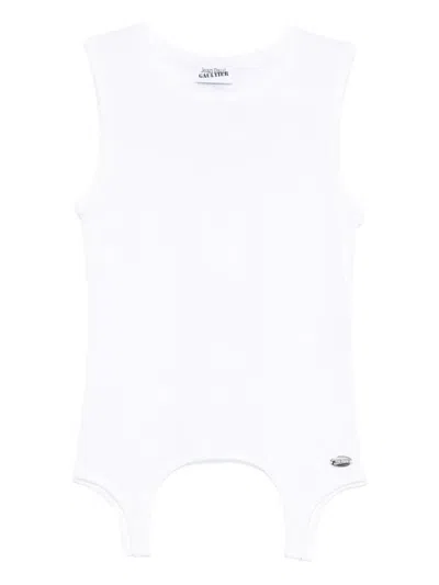 JEAN PAUL GAULTIER JEAN PAUL GAULTIER COTTON RIBBED TANK TOP WITH LINGERIE GARTER