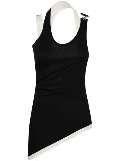 JEAN PAUL GAULTIER JEAN PAUL GAULTIER COTTON RIBBED TWISTED DOUBLE LAYER TANK TOP