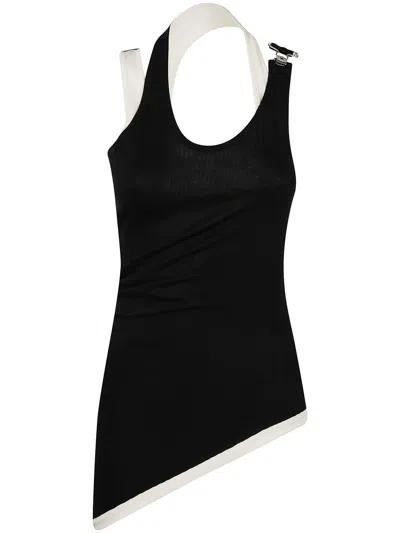 Jean Paul Gaultier Cotton Ribbed Twisted Double Layer Tank Top Clothing