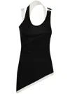 Jean Paul Gaultier Cotton Ribbed Twisted Double Layer Tank Top Clothing In Black Ecru