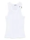 Jean Paul Gaultier Ribbed Texture Scoop Neck Sleeveless Top In Blue