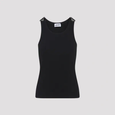 Jean Paul Gaultier Ribbed Tank Top With Overall Buckles Black