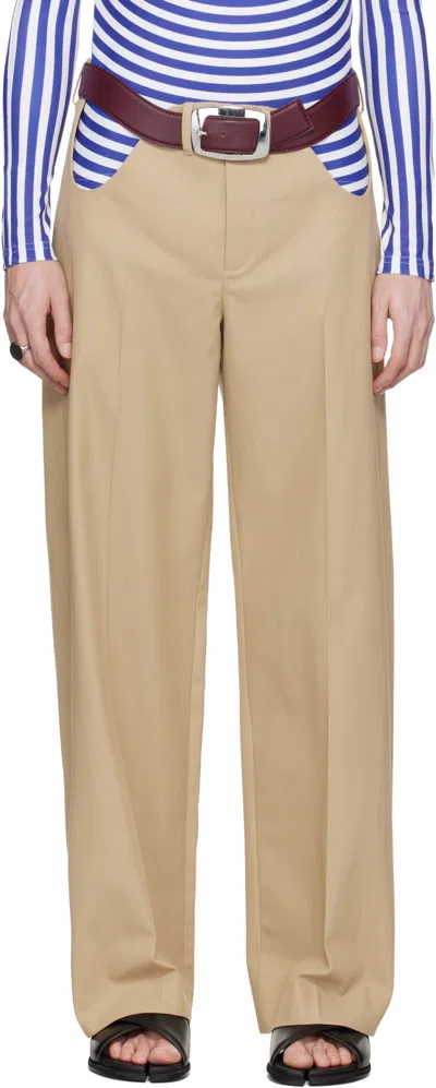 Jean Paul Gaultier Cotton Twill Trousers. In Brown
