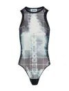 Jean Paul Gaultier Sheer X-ray Print Sleeveless Bodysuit In Grey