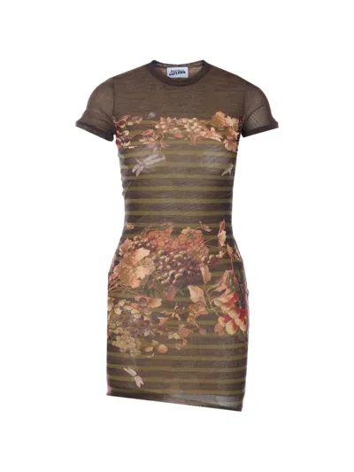 Jean Paul Gaultier Women Mariniere Grape Printed Short Dress In Green
