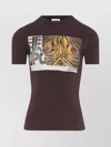 Jean Paul Gaultier Crew Neck Graphic Wood Print T-shirt In Brown