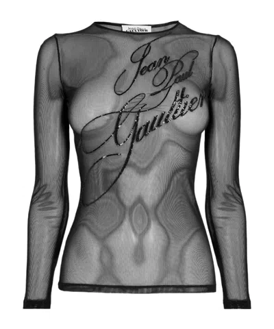 Jean Paul Gaultier Crew Neck Long Sleeve Blouse In Gray
