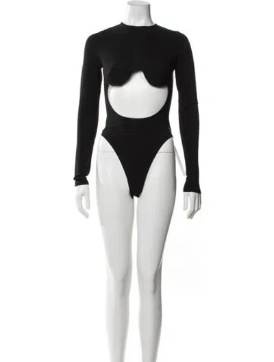 Pre-owned Jean Paul Gaultier Crew Neck Long Sleeve Bodysuit In Black