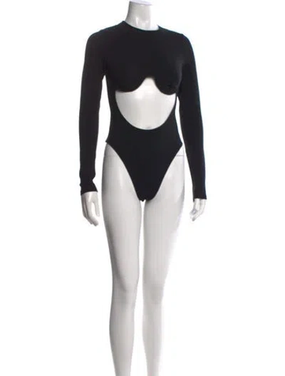 Pre-owned Jean Paul Gaultier Crew Neck Long Sleeve Bodysuit In Black