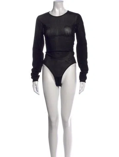 Pre-owned Jean Paul Gaultier Crew Neck Long Sleeve Bodysuit In Black