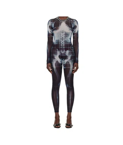 Jean Paul Gaultier Crew Neck Long Sleeve Jumpsuit In 005956 Black/navy/li