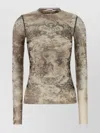 Jean Paul Gaultier Mesh Long Sleeves Top Printed Medaillon Woman Multicolor