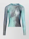 Jean Paul Gaultier Crew Neck Sheer Abstract Print Top In Multi