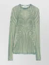 Jean Paul Gaultier Crew Neck Sheer Spiral Print Top In Green