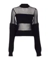 Jean Paul Gaultier Lambswool Ribbed Mesh Cut Out Sweater In Black