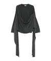 Jean Paul Gaultier Draped-neckline Long-sleeve Top In Gray