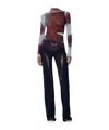 Jean Paul Gaultier Women Blurry Roses Medaillon Print Mesh Boat Neck Top In Multi