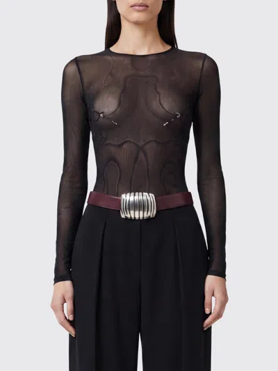 Jean Paul Gaultier Crew Neck Top In Jersey In Brown