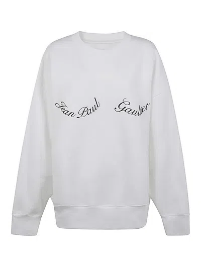 Jean Paul Gaultier Crewneck Cotton Sweatshirt With  Detail In White