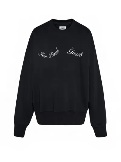 Jean Paul Gaultier Logo Cotton Sweatshirt In Black