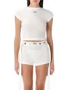 Jean Paul Gaultier White Cotton Crop T Shirt With Gaultier Logo In White