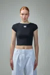 Jean Paul Gaultier Crop Baby Tee With ''gaultier'' Patch In Black