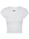 Jean Paul Gaultier Crop Baby Tee With ''gaultier'' Patch In White