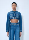 Jean Paul Gaultier Short Belted Denim Jacket In Blue