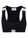 Jean Paul Gaultier Black Cotton Crop Tank Top With Clip For Overalls In Negro