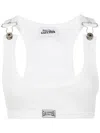 Jean Paul Gaultier Crop Tank Top With Overall Clipcrop Tank Top With Overall Clip And Gaultier Patch In White
